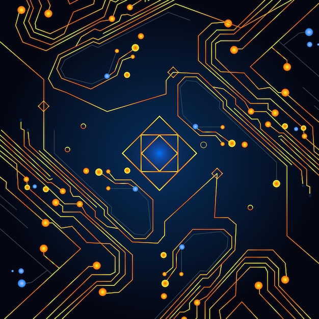 Tecnología moderna diseño de fondo de la textura de la placa de circuitos Neuronas y pistas electrónicas en la placa base Tecnología de explosión cuántica Concepto de tecnologías informáticas cuánticas