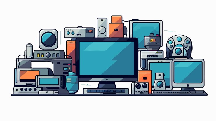 Vector tecnología moderna dispositivos electrónicos diseño gráfico ilustración vectorial