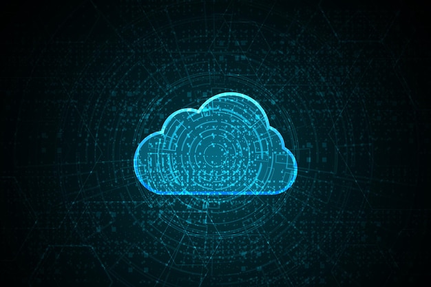Tecnología moderna en la nube almacenamiento en línea futurista trabajo desde casa