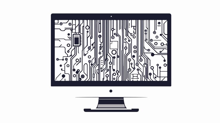 Vector tecnología moderna de servicio de pantalla electrónica de computadora