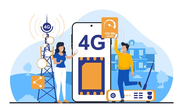 Tecnología moderna en la transferencia de datos celulares cobertura móvil feliz nuevo cliente compra dispositivo g