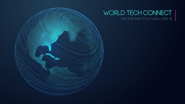 La tecnología mundial conecta el ciberespacio y la energía visual Análisis de la estructura de conectividad del mundo informático Red de Internet y vector de fondo de tecnología científica