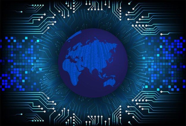 Vector tecnología mundial del futuro blue hud concepto de seguridad cibernética antecedentes