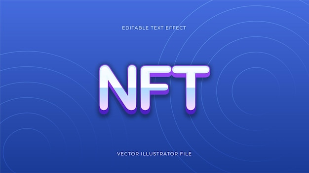 Tecnología NFT moderna efecto de texto editable vibrante color moderno brillante Efecto de estilo de texto Fuentes editables archivos vectoriales