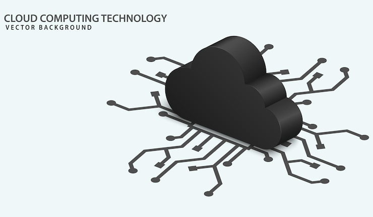 Vector tecnología de nube isométrica y concepto de red servicio o aplicación digital con transferencia de datos