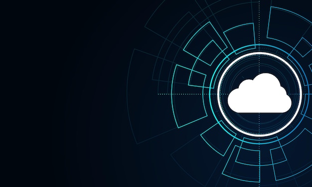Tecnología de nube moderna, trabajo de almacenamiento en línea futurista desde casa