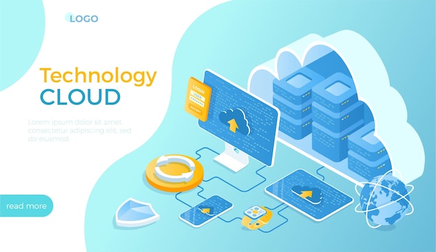 Vector tecnología en la nube software y servicios de computación en la nube almacenamiento de datos en línea alojamiento racks de servidores