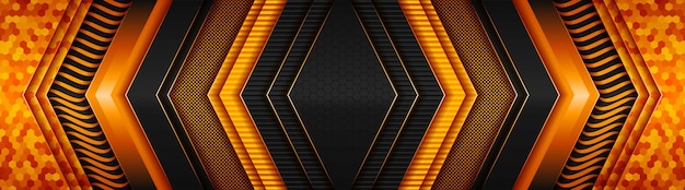 Tecnología oscura abstracta con banner naranja claro degradado