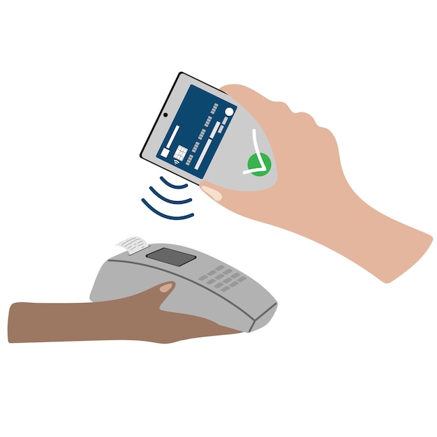 Tecnología de pago inalámbrico NFC billetera de teléfono inteligente en teléfono pago rápido sin contacto banca inteligente