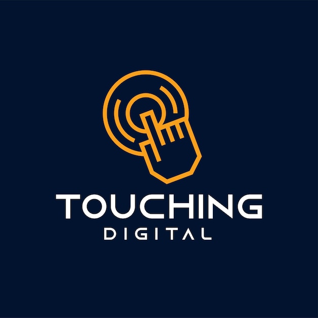 Tecnología de pantalla táctil de dedo concepto de logotipo vector diseño de logotipo de estilo de revestimiento moderno Palm Touchscreen tecnología digital de teléfono móvil