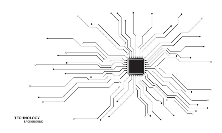 Vector tecnología de la placa de circuitos procesadores centrales de computadoras concepto de cpu placa base chip digital