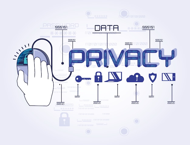 Tecnología de privacidad de datos establece iconos ilustración vectorial diseño