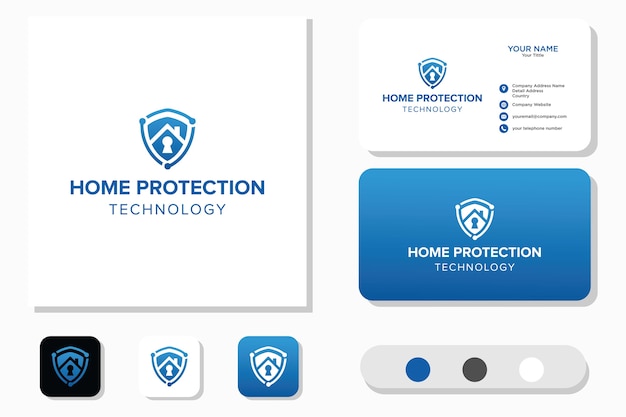 Tecnología de protección del hogar diseño de logotipo y tarjeta de presentación