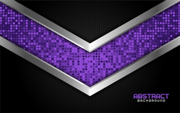 Tecnología púrpura abstracta con línea plateada y fondo oscuro