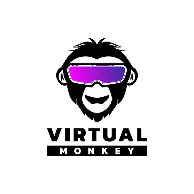 Vector tecnología de realidad virtual logotipo del icono de la mascota del mono