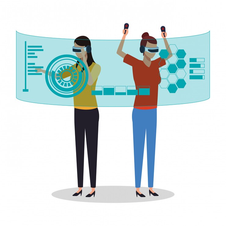 Vector tecnología de realidad virtual