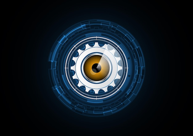 Tecnología resumen futuro ojo engranaje radar seguridad círculo fondo vector ilustración