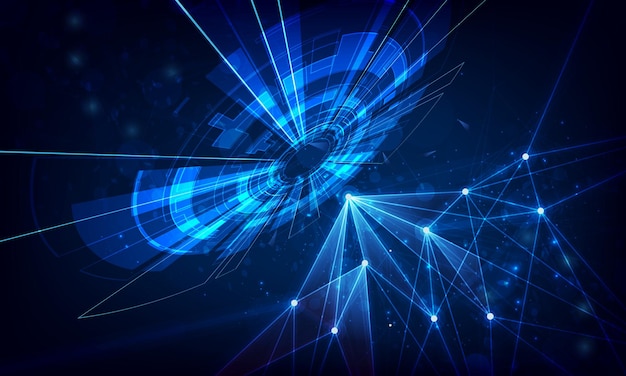 Tecnología resumen de líneas y puntos contexto de conexión Conexión de datos digitales y concepto de big data Ilustración de visualización de datos digitales