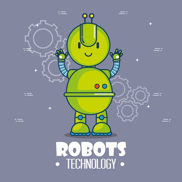 Tecnología de robots de dibujos animados lindo
