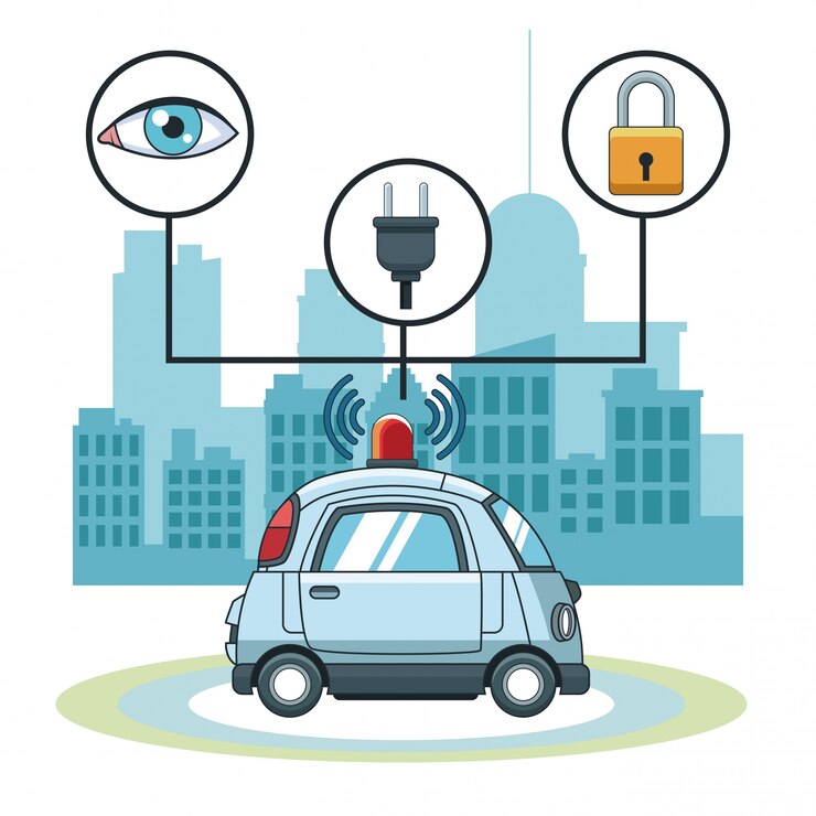 Vector tecnología de seguimiento gps coche