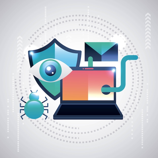 tecnología de seguridad cibernética virus de gusano seguridad de vigilancia informática