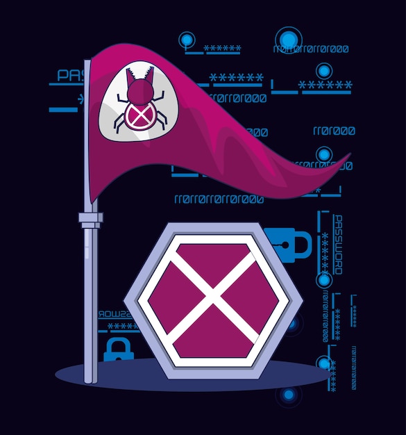 Vector tecnología de seguridad de datos con bandera