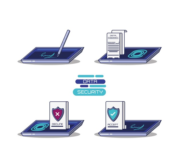 tecnología de seguridad de datos establece iconos