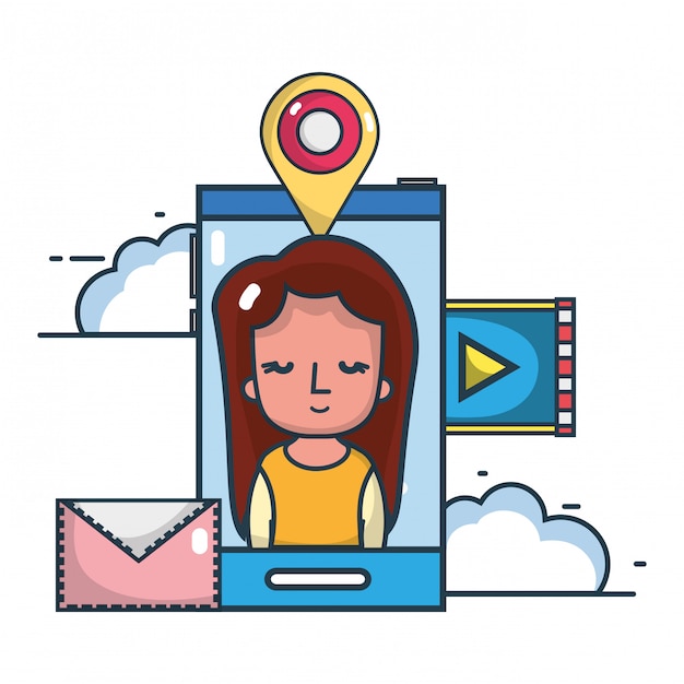 Tecnología smartphone de dibujos animados
