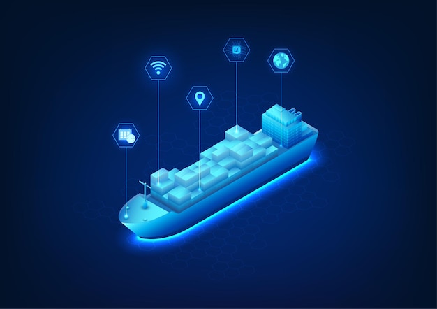 Tecnología de transporte y logística Envío mundial utilizando buques y tecnología de IA