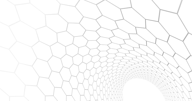 Tecnología vector abstracto fondo con hexágonos malla abstracción 3D de la nanotecnología y la ciencia electrónica y estilo digital red de alambre perspectiva dimensional
