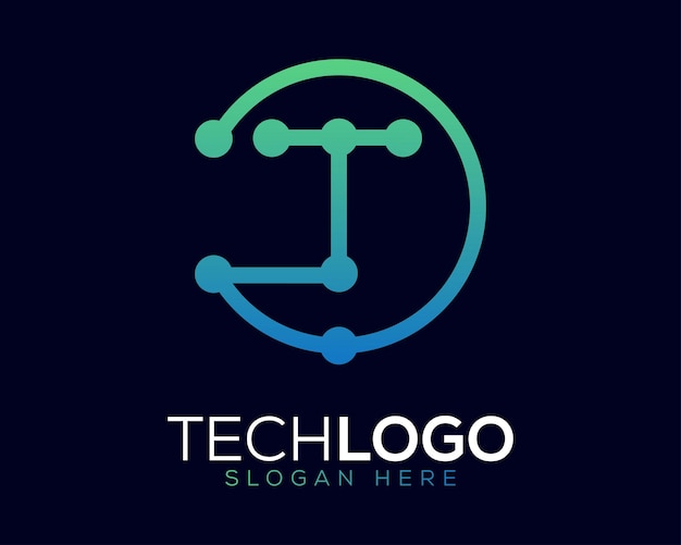 Tecnología vectorial Diseño del logotipo de la letra T Gradiente de color