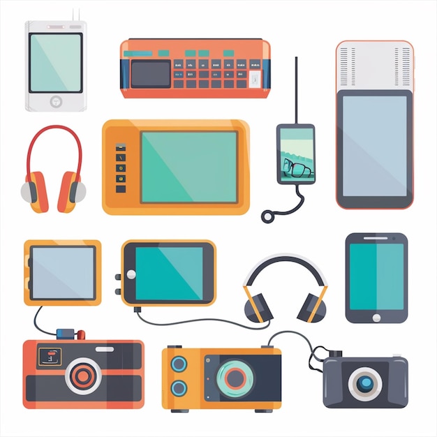 tecnología vectorial dispositivo ilustración gadget conjunto digital moderno diseño móvil icono plano