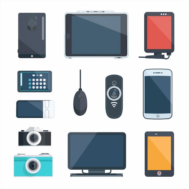 tecnología vectorial dispositivo ilustración gadget conjunto digital moderno diseño móvil icono plano