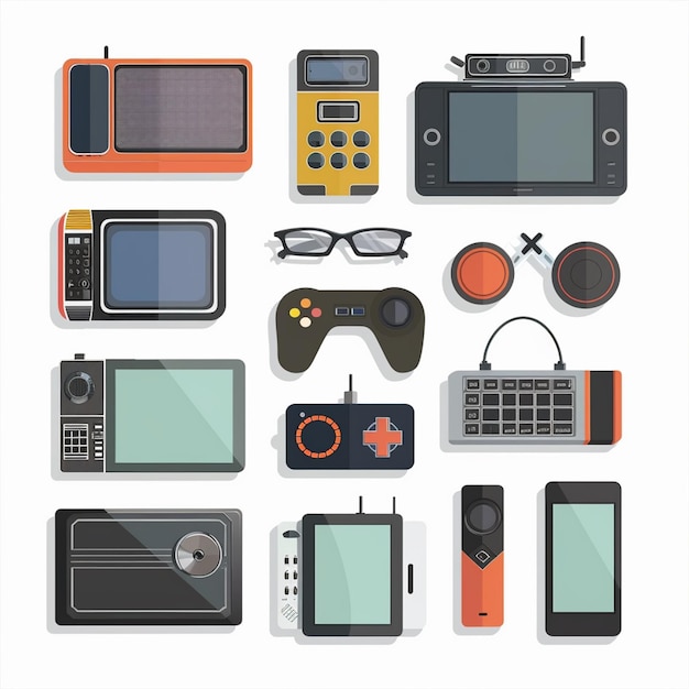 tecnología vectorial dispositivo ilustración gadget conjunto digital moderno diseño móvil icono plano
