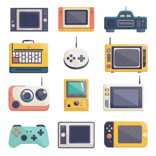tecnología vectorial dispositivo ilustración gadget conjunto digital moderno diseño móvil icono plano