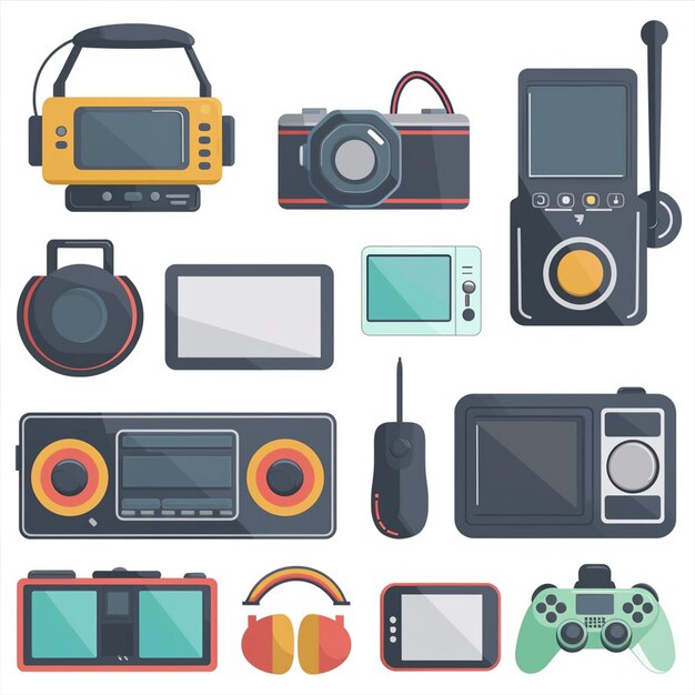 tecnología vectorial dispositivo ilustración gadget conjunto digital moderno diseño móvil icono plano