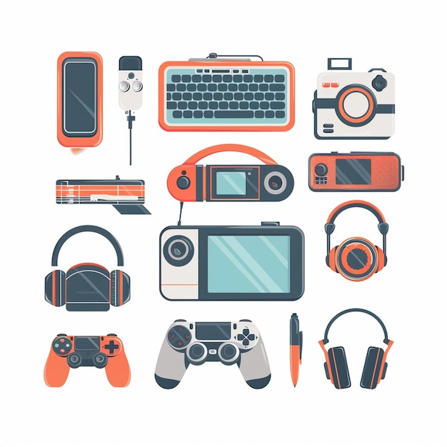 tecnología vectorial dispositivo ilustración gadget conjunto digital moderno diseño móvil icono plano