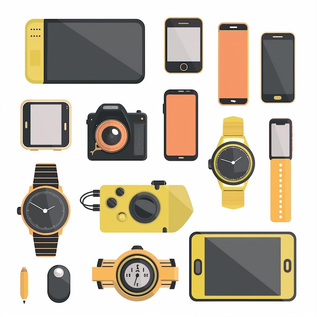 tecnología vectorial dispositivo ilustración gadget conjunto digital moderno diseño móvil icono plano