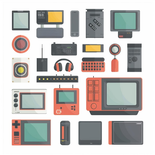tecnología vectorial dispositivo ilustración gadget conjunto digital moderno diseño móvil icono plano