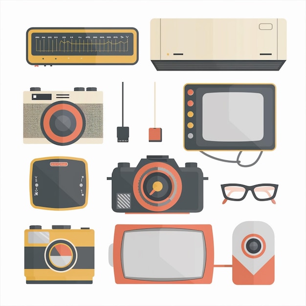 tecnología vectorial dispositivo ilustración gadget conjunto digital moderno diseño móvil icono plano