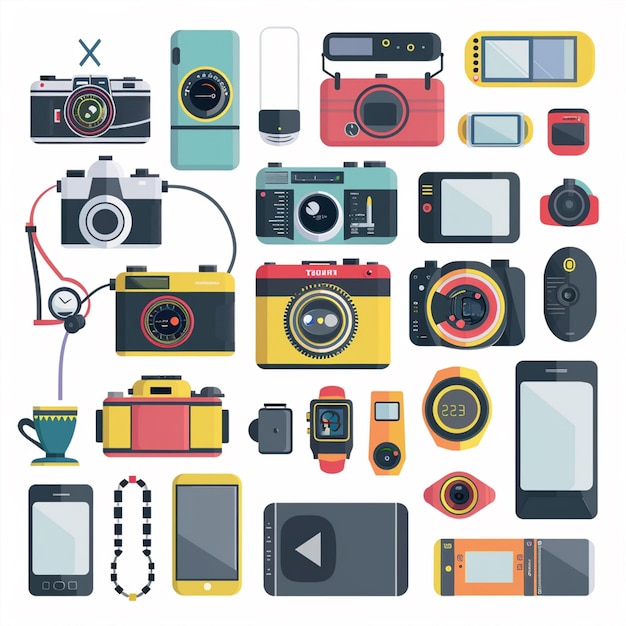 tecnología vectorial dispositivo ilustración gadget conjunto digital moderno diseño móvil icono plano
