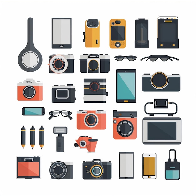 tecnología vectorial dispositivo ilustración gadget conjunto digital moderno diseño móvil icono plano