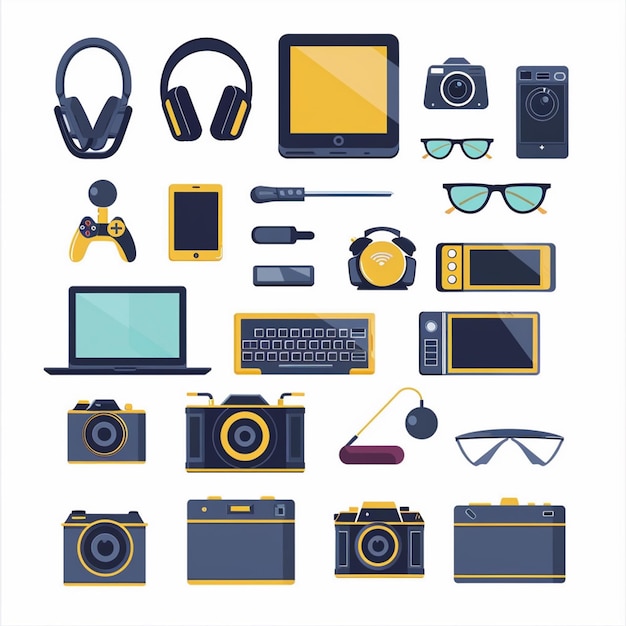 tecnología vectorial dispositivo ilustración gadget conjunto digital moderno diseño móvil icono plano