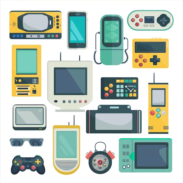 tecnología vectorial dispositivo ilustración gadget conjunto digital moderno diseño móvil icono plano