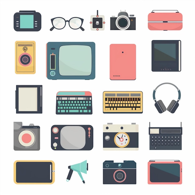 tecnología vectorial dispositivo ilustración gadget conjunto digital moderno diseño móvil icono plano