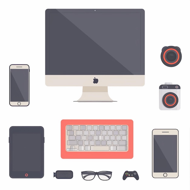 tecnología vectorial dispositivo ilustración gadget conjunto digital moderno diseño móvil icono plano