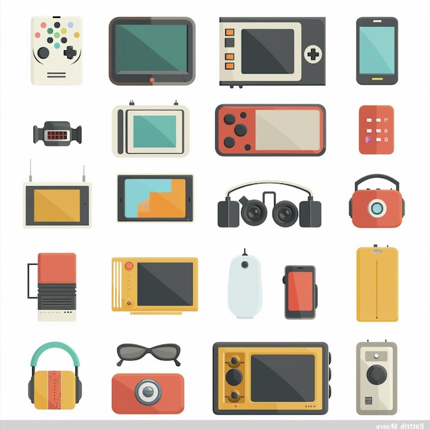 tecnología vectorial dispositivo ilustración gadget conjunto digital moderno diseño móvil icono plano