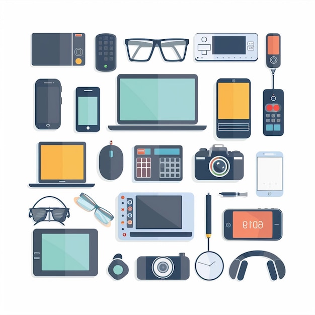 tecnología vectorial dispositivo ilustración gadget conjunto digital moderno diseño móvil icono plano