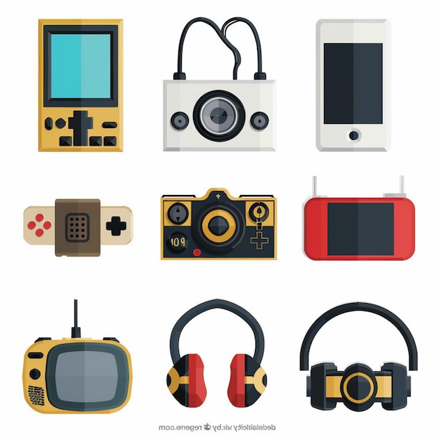 tecnología vectorial dispositivo ilustración gadget conjunto digital moderno diseño móvil icono plano