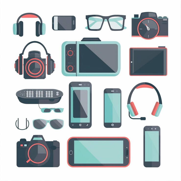 Vector tecnología vectorial dispositivo ilustración gadget conjunto digital moderno diseño móvil icono plano